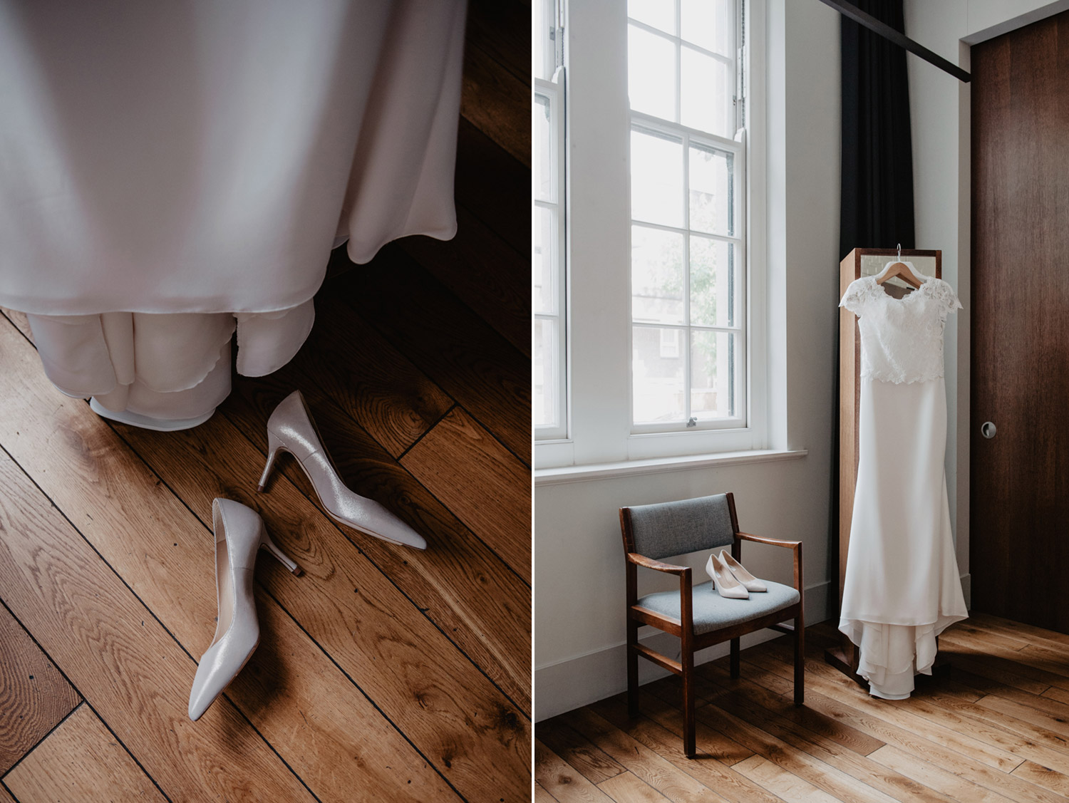 london town hall hotel bridal prep details in midcentury modern wedding suite