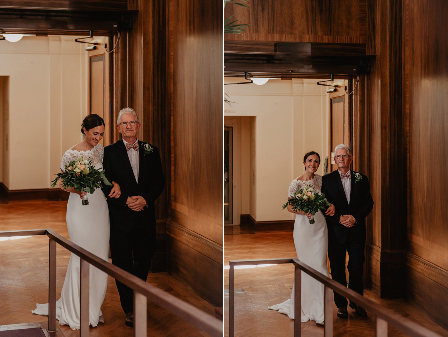 stoke newington town hall wedding bride walking down the aisle 