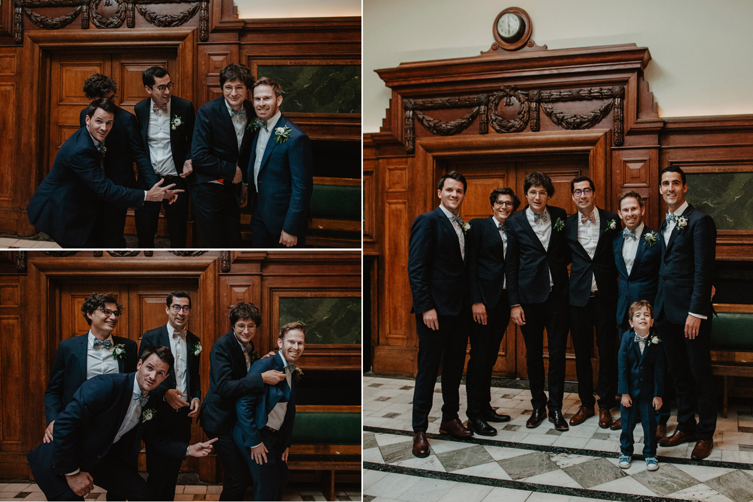 london town hall hotel midcentury modern inspired groom and ushers