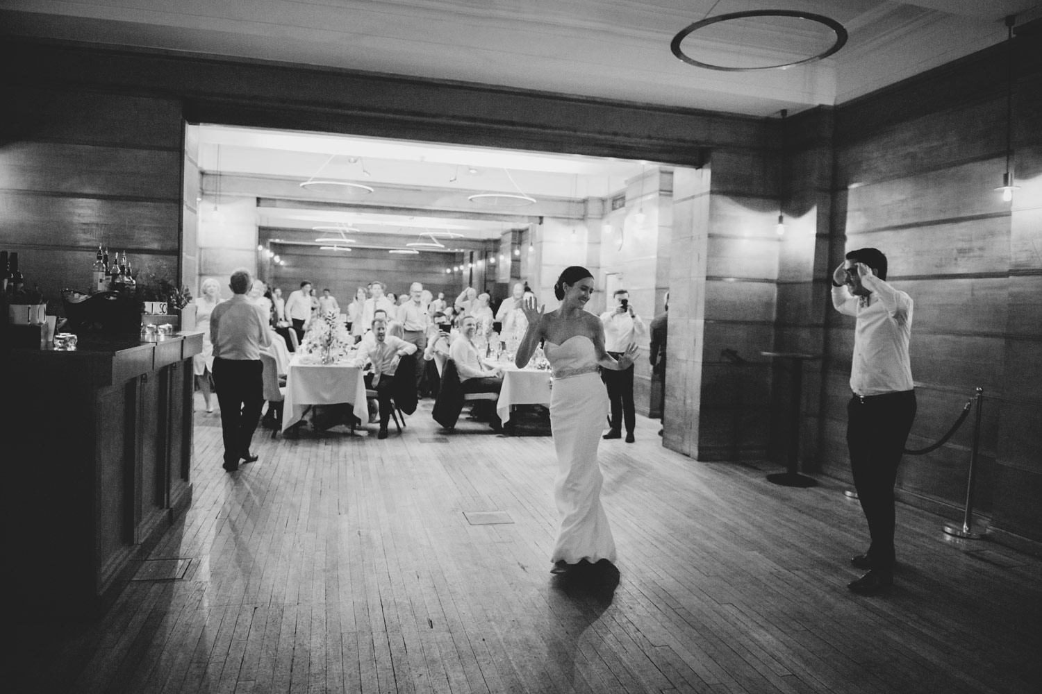 bride wearing mermaid fishtail gown dancing at london town hall hotel wedding