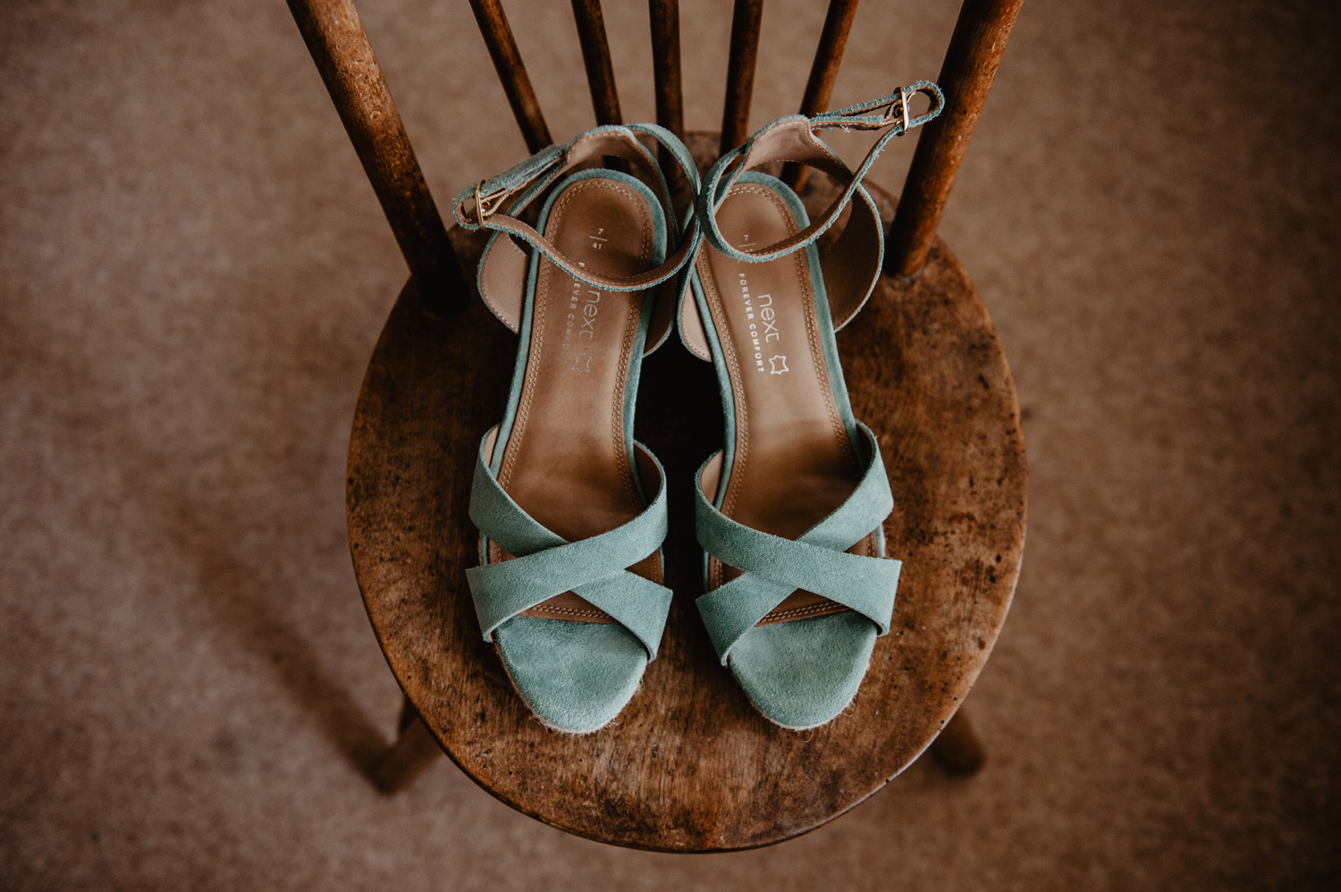 pastel green bridal wedding shoes detail