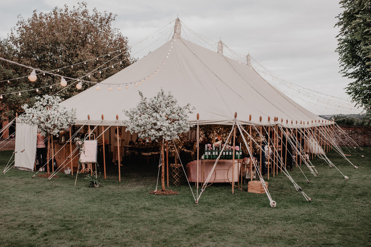 twilight trees pole tent hampshire garden wedding