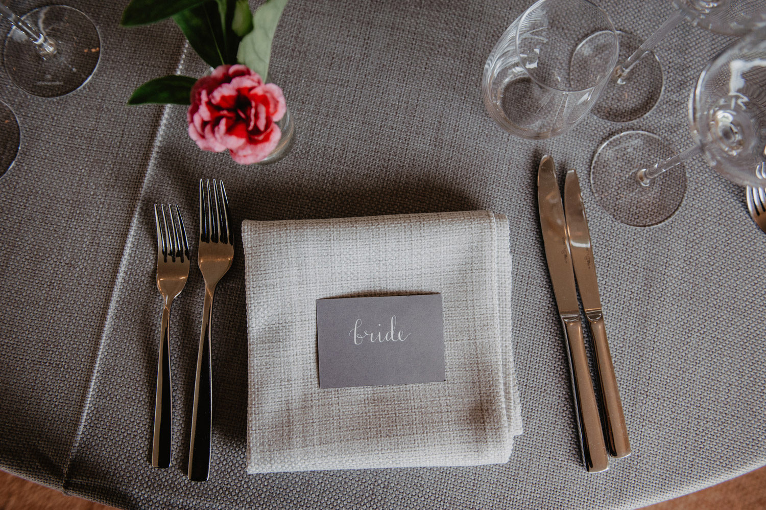 calligraphy place cards grey