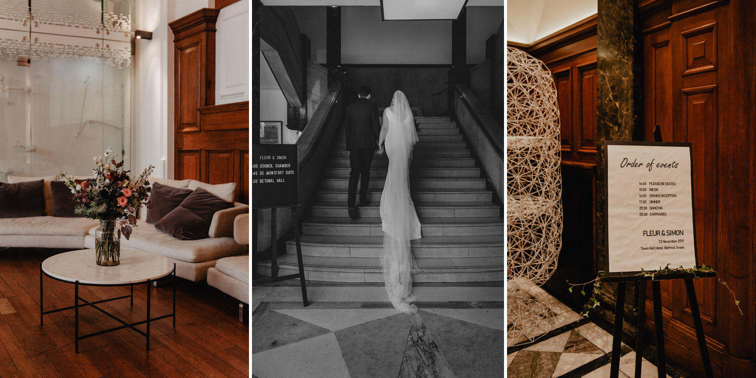 midcentury modern town hall hotel london wedding