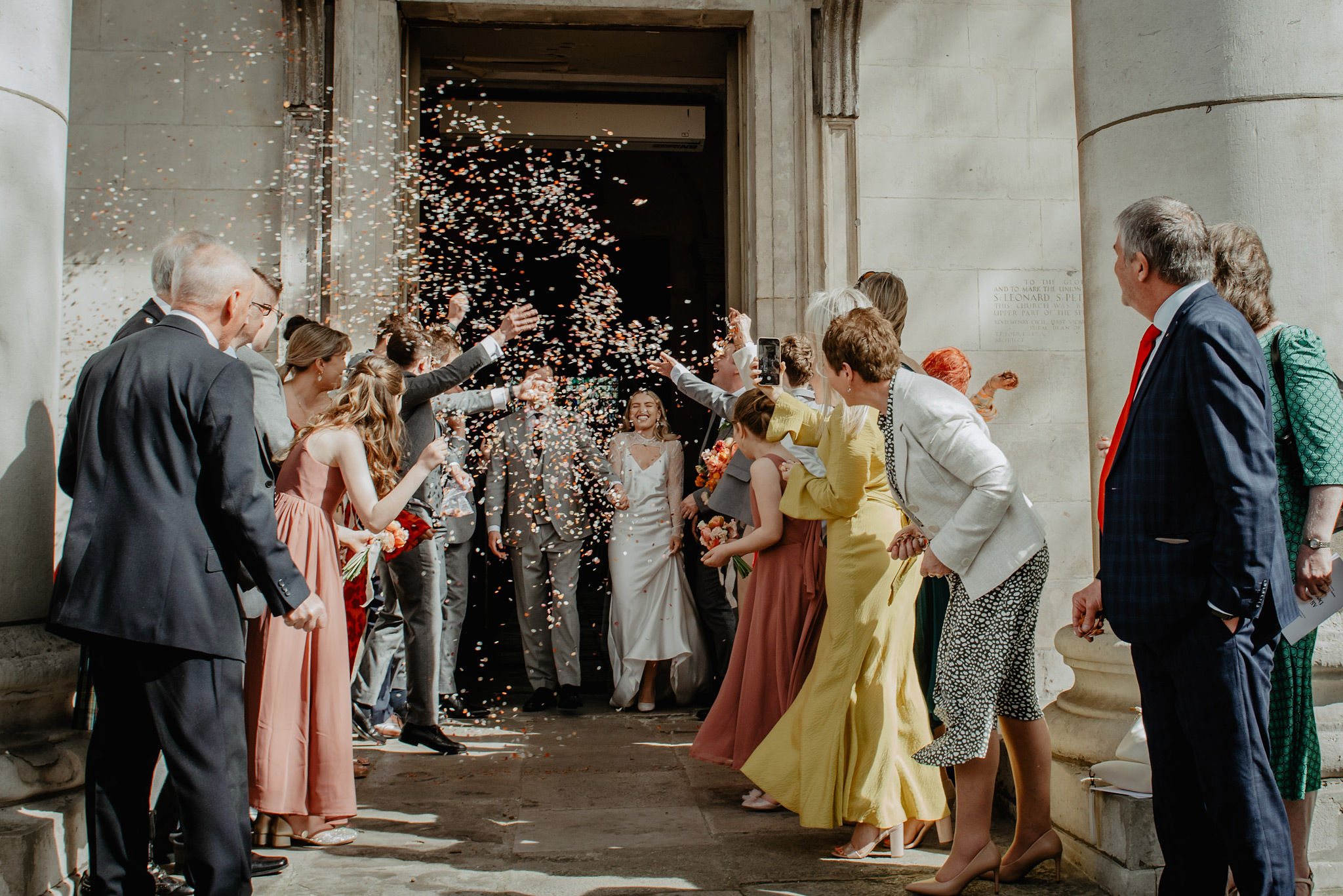 confetti throw outside shoreditch church