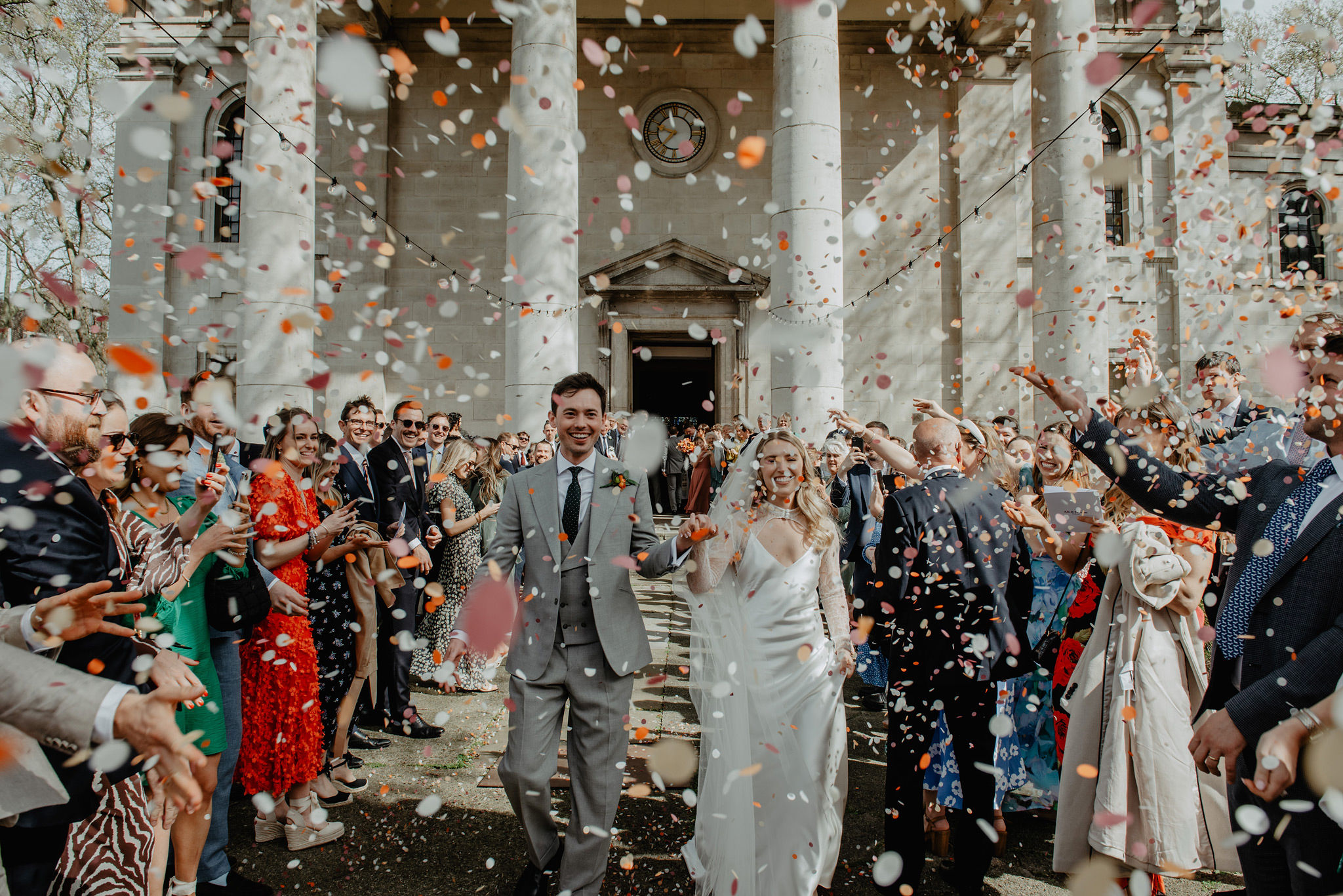 confetti shot outside shoreditch church