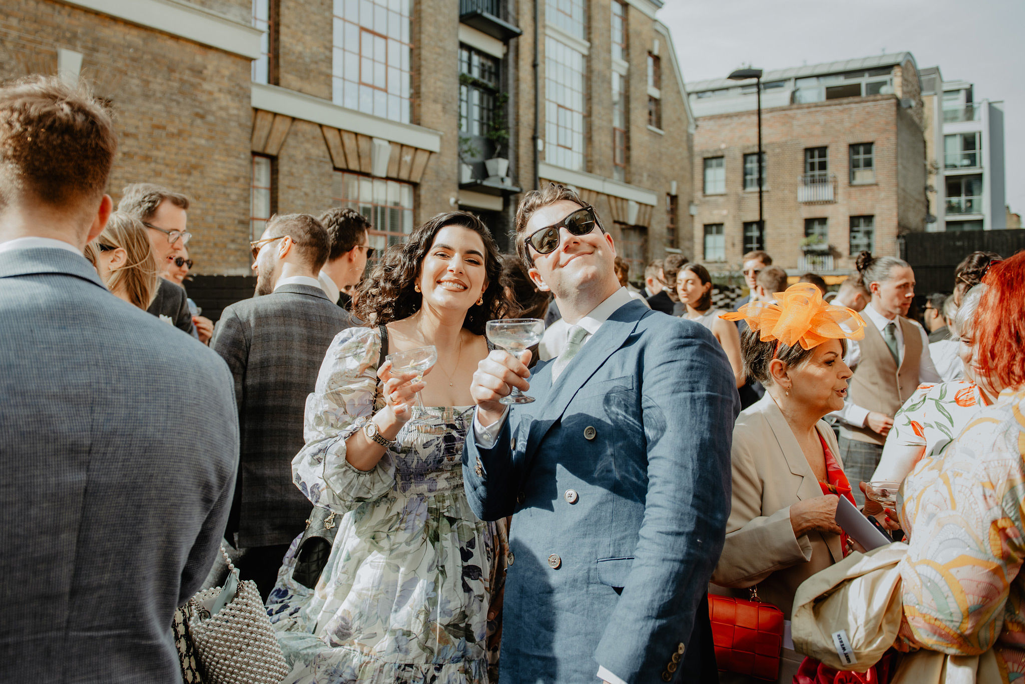 stylish urban wedding reception with colour pop at shoreditch studios london