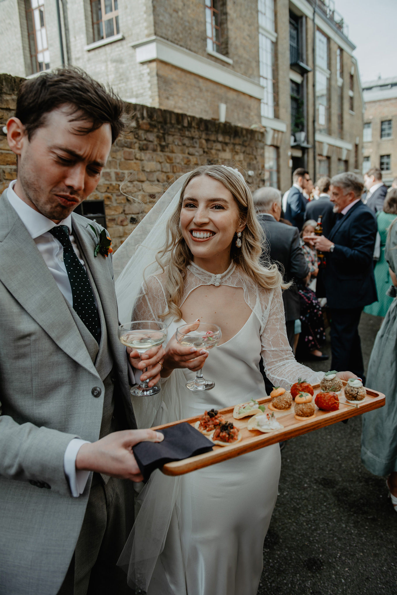 stylish urban wedding reception with colour pop at shoreditch studios london