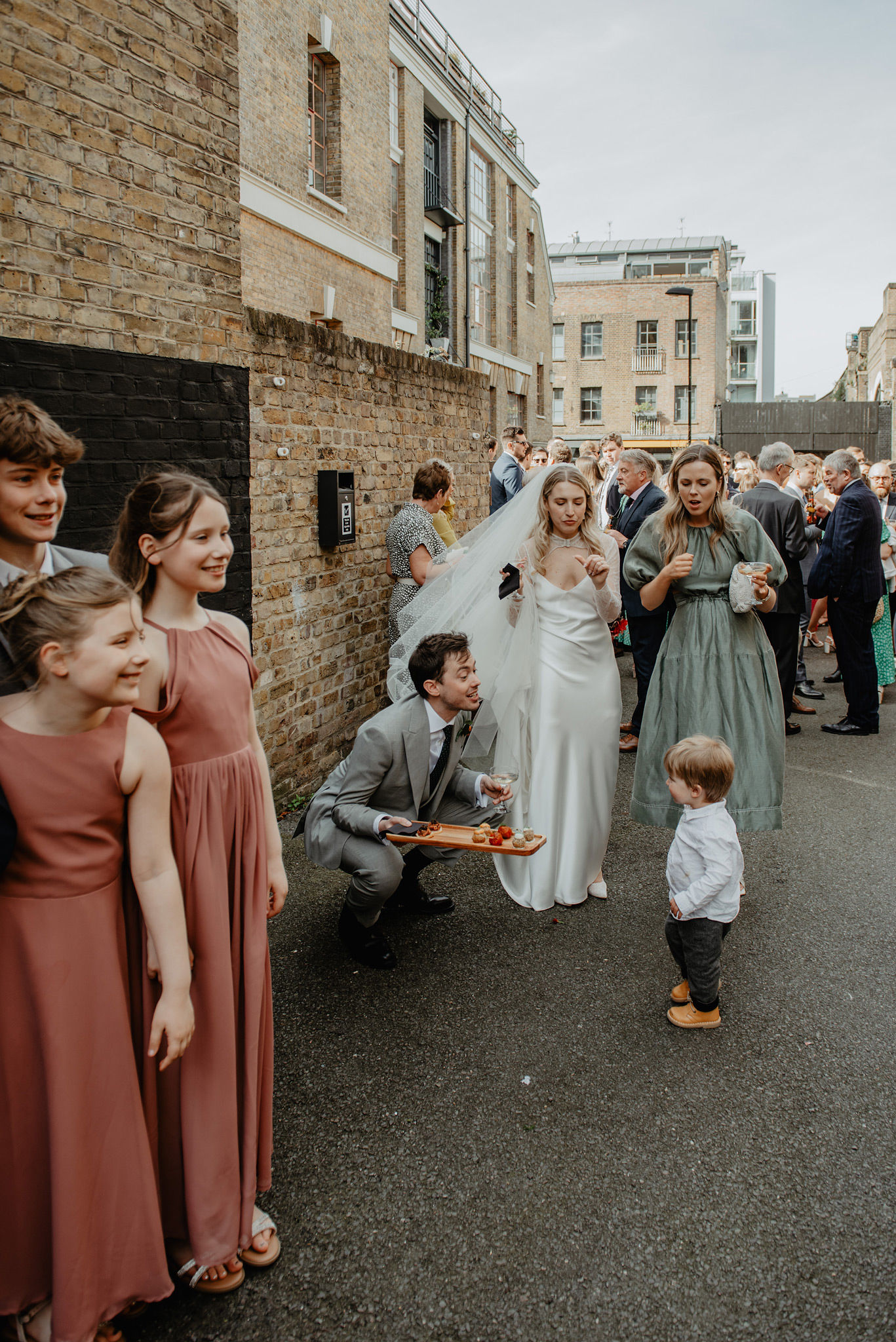 stylish urban wedding reception with colour pop at shoreditch studios london