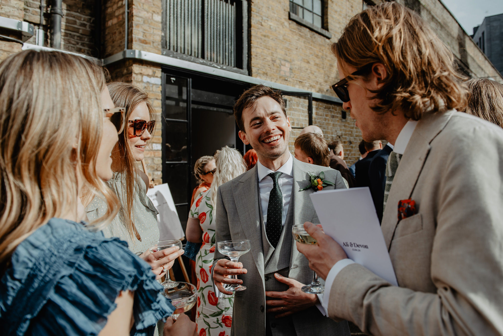 modern urban wedding reception with colour pop at shoreditch studios hackney